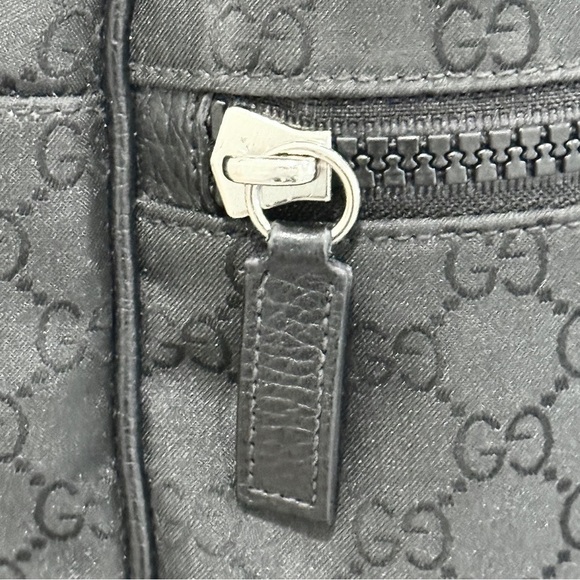 GUCCI Logo Leather Logo Nylon schoolbag Backpack Black - Picture 5 of 14